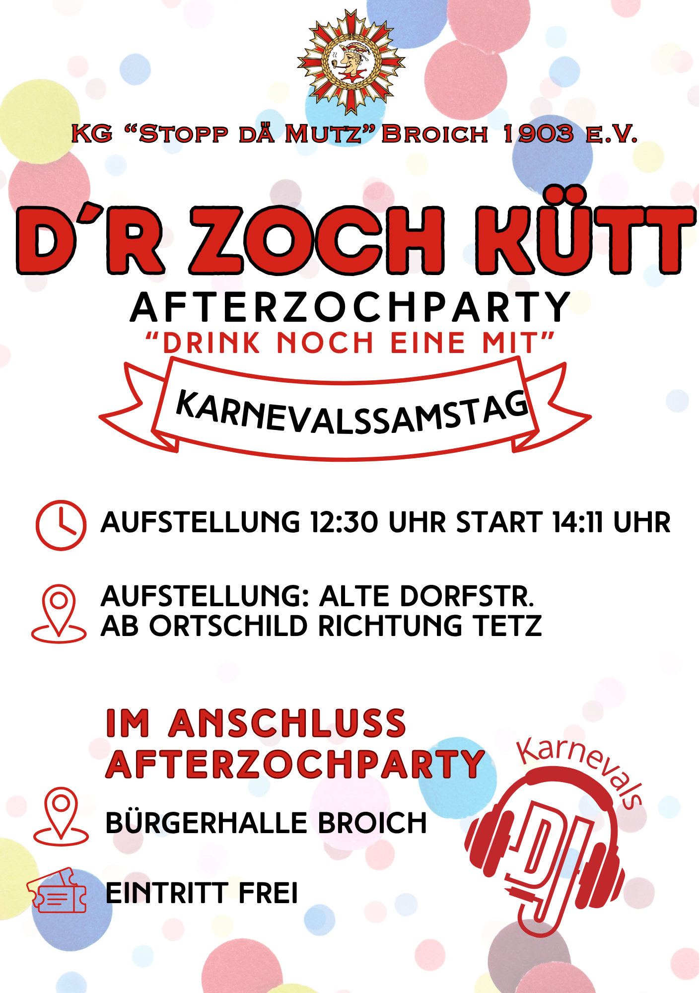 Flyer D'r Zoch kütt – Karnevalssamstag 06. Februar 2027